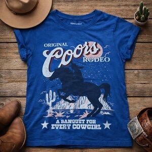 Recycled Karma Blue Coors Rodeo Tee